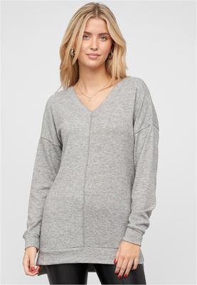 Oversized Sweater V-Neck Pullover grey melange L