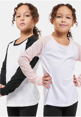 Girls Contrast Raglan Longsleeve 2-Pack white/pink+white/black 110/116