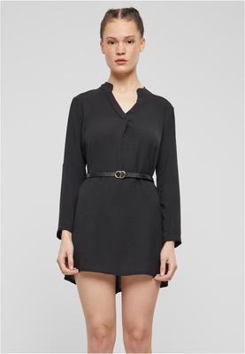 Cloud5ive Damen Longform Musselin Turn-Up Shirt mit Gürtel black L