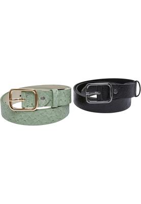 Ostrich Synthetic Leather Belt 2-Pack black/leaf L/XL