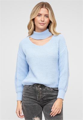 Pullover mit Stehrollkragen und V-Ausschnitt blue L