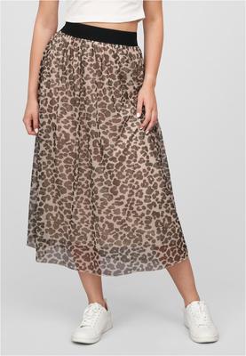 Longform Rock mit Leoprint und Gummiband beige L