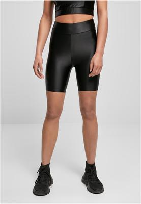 Ladies Highwaist Shiny Metallic Cycle Shorts black 3XL