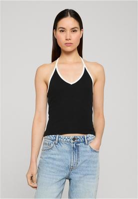 Ladies Contrast Piping Neckholder Top black L