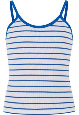 Girls Striped Rib Basic Top white/royal 110/116