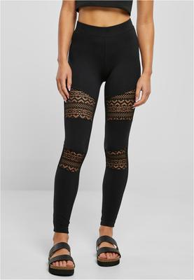 Ladies Crochet Lace Inset Leggings black 3XL