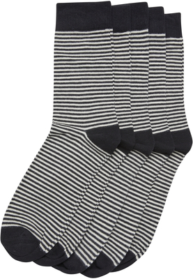 Fine Stripe Socks 5-Pack black/whitesand 43-46