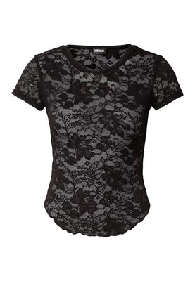 Ladies Stretch Lace Cropped Tee black L