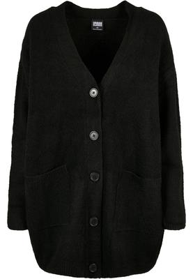 Ladies Chunky Fluffy Knit Cardigan black XXL