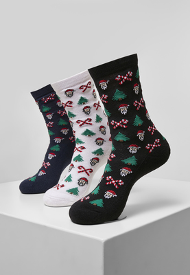 Grumpy Santa Christmas Socks 3-Pack black/navy/white 43-46