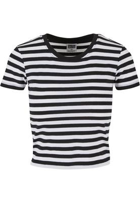 Ladies Short Striped Tee white/black 3XL