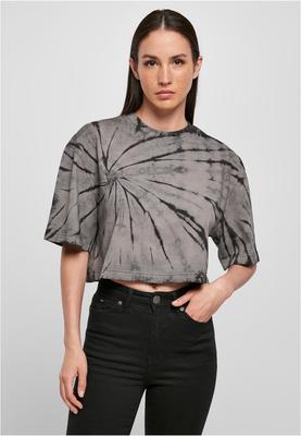 Ladies Oversized Cropped Tie Dye Tee black/asphalt 3XL