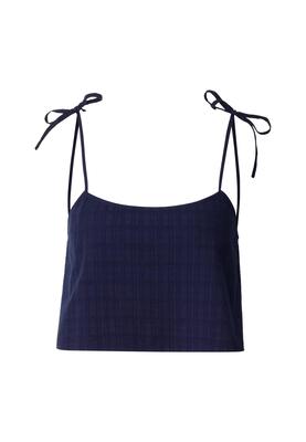 Ladies Light Cotton Cropped Top navy L
