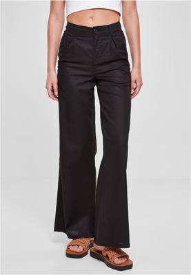 Ladies High Linen Mixed Wide Leg Pants black 26