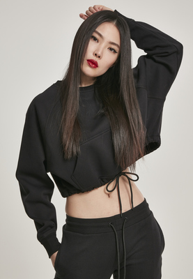 Ladies Oversized Short Raglan Crew black L