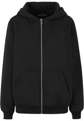 Peace Sign EMB Fluffy Zip Hoody black 3XL