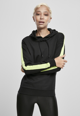 Ladies Neon Shoulder Stripe Hoody black/electriclime L