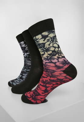 Flower Socks 3-Pack black/grey/red 43-46