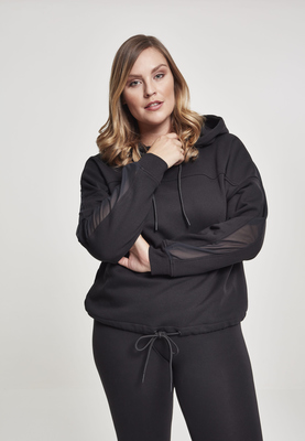 Ladies Oversized Tech Mesh Inset Hoody black 3XL