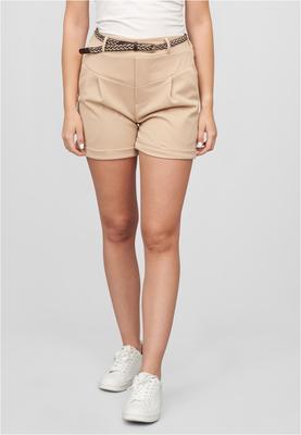 Scuba Crepe Shorts mit Umschlag 2-Pockets inkl. Flechtgürtel beige L