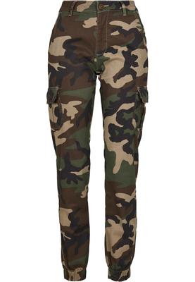 Ladies High Waist Camo Cargo Pants dark camo 26