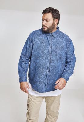 Printed Paisley Denim Shirt medium blue wash 3XL