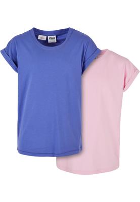 Girls Organic Extended Shoulder Tee 2-Pack black/white 110/116