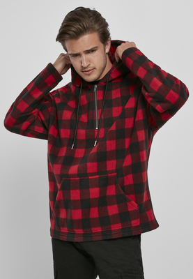 Patterned Polar Fleece Half Zip Hoody redcheck L