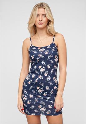 Kurzes Viskose Trägerkleid mit Blumen Print navy L