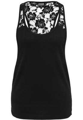 Ladies Flower Laces Loose Tank black L