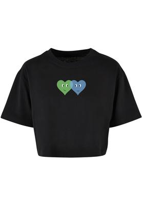Ladies Hugs & Love - Two Hearts Short Oversized Tee black 3XL
