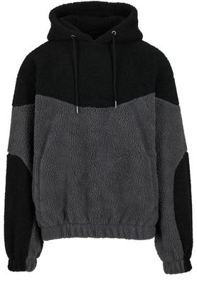 Weavy Colorblock Teddy Hoodie magnet/black L