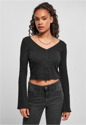 Ladies Cropped Rib Cardigan black 3XL