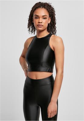 Ladies Cropped Shiny Top black L