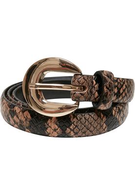Snake Synthetic Leather Ladies Belt beige/black L/XL
