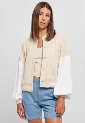 Ladies Oversized 2 Tone College Terry Jacket softseagrass/white L