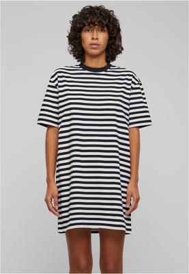 Ladies Oversized Striped Tee Dress white/black 3XL